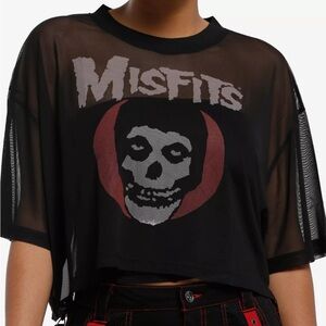 Black Misfits Graphic Mesh Crop Top